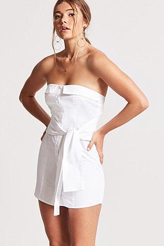 Forever21 Strapless Tie-waist Shirt Dress