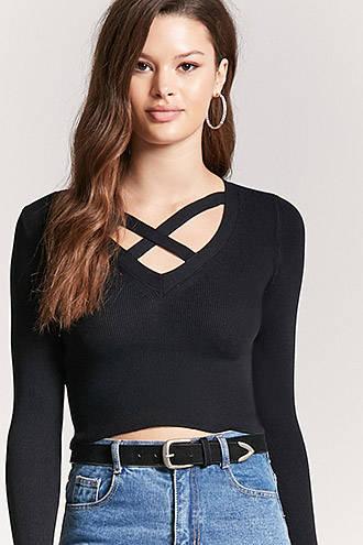 Forever21 Caged V-neck Sweater