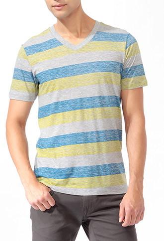 21 Men Heathered Stripe Tee