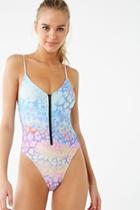 Forever21 Watercolor Leopard Print One-piece Swimsuit