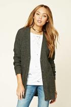 Forever21 Women's  Charcoal Button-front Ribbed Cardigan