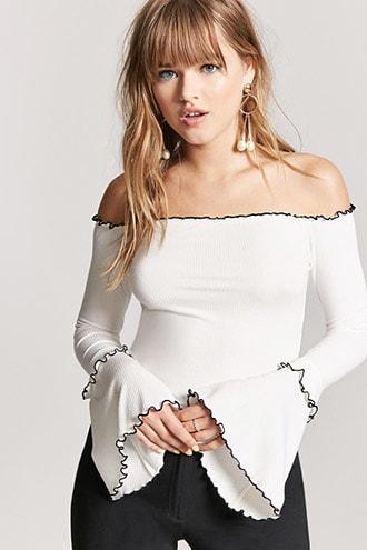 Forever21 Bell Sleeve Off-the-shoulder Top