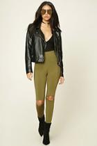 Forever21 Women's  Olive Open-knee Leggings