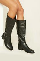 Forever21 Women's  Black Tall Faux Leather Boots
