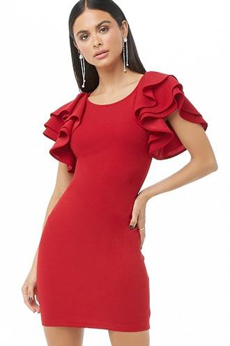 Forever21 Ruffled Flounce-sleeve Mini Dress