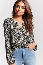Forever21 Floral Print Keyhole Top