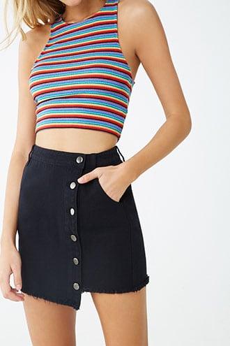 Forever21 Asymmetrical Button-front Denim Skirt
