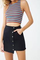 Forever21 Asymmetrical Button-front Denim Skirt