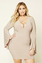 Forever21 Plus Women's  Taupe Plus Size Caged Mini Dress