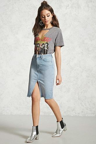 Forever21 Front-slit Denim Skirt