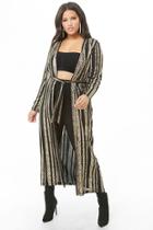 Forever21 Plus Size Striped Leopard Print Duster Cardigan