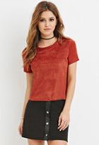 Forever21 Women's  Perforated Faux Suede-front Top