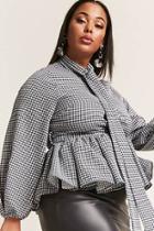 Forever21 Plus Size Houndstooth Flounce Shirt