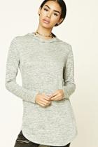 Forever21 Women's  Heather Grey Marled Knit Hoodie Top