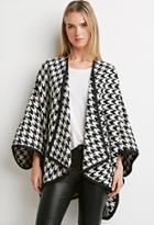 Love21 Houndstooth Open-front Poncho