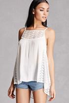 Forever21 Embroidered Mesh Swing Top