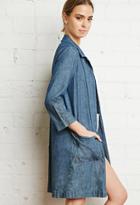 Forever21 Collared Longline Chambray Jacket