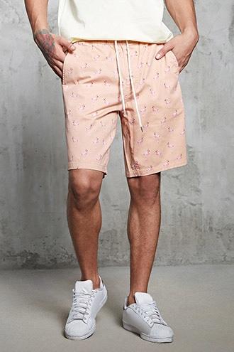 Forever21 Flamingo Print Woven Shorts