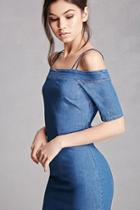 Forever21 Denim Open-shoulder Dress