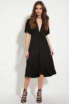 Forever21 Women's Black V-cut A-line Dress