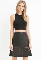 Love21 Women's  Contemporary Faux Leather Laser-cut Skirt