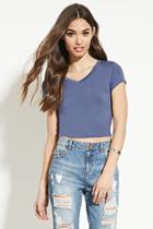 Forever21 Women's  Indigo V-neck Crop Top