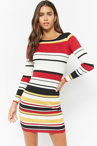 Forever21 Variegated-striped Bodycon Dress
