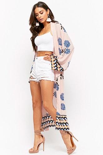Forever21 Geo-trim Floral Duster Kimono