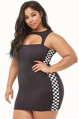 Forever21 Plus Size Checkered-panel Mini Dress