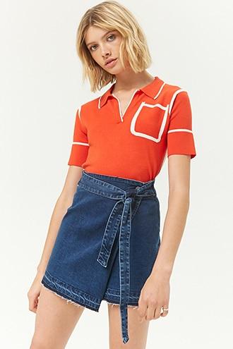 Forever21 Momokrom Denim Wrap Mini Skirt