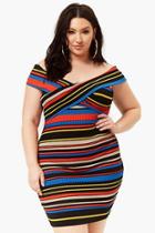 Forever21 Plus Size Ribbed Striped Off-the-shoulder Dress