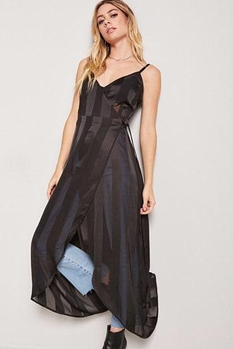 Forever21 Chiffon Shadow Stripe Wrap Dress