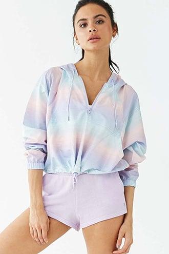 Forever21 Active Hooded Striped Windbreaker