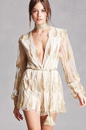 Forever21 Reverse Applique Mesh Romper