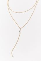 Forever21 Layered Rhinestone Drop Chain Necklace