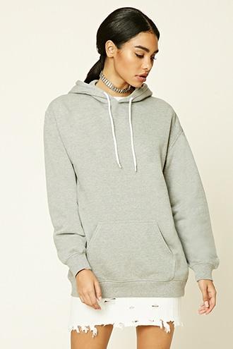 Forever21 Women's  Heather Grey Heathered Fleece Hoodie