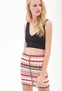 Forever21 Zippered Tribal Print Skirt