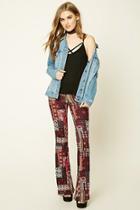 Forever21 Women's  Ornate Print Flared Pants