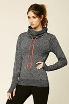 Forever21 Women's  Active Marled Drawstring Hoodie