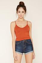 Forever21 Women's  Rust Heathered Knit Cropped Cami