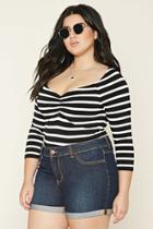 Forever21 Plus Women's  Plus Size Ruched Stripe Top