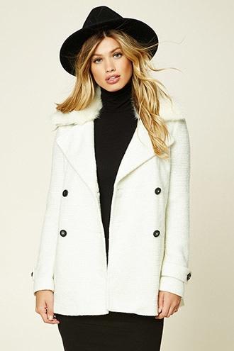 Forever21 Bellfield Faux Fur Trim Peacoat