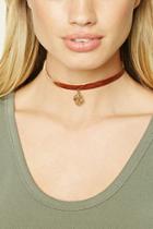 Forever21 Gold & Brown Etched Medallion Choker