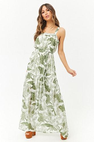 Forever21 Sheer Leaf Print Maxi Dress