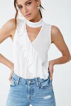Forever21 Chiffon Ruffle-trim Cutout Top