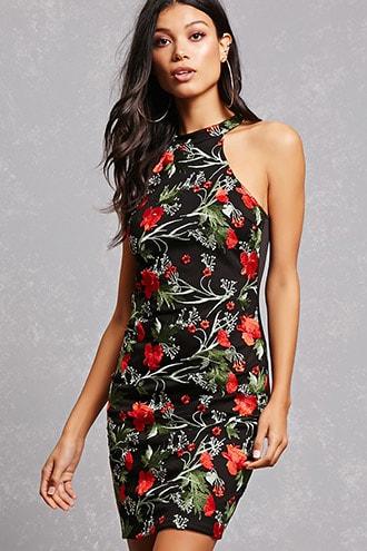 Forever21 Embroidered High Neck Dress