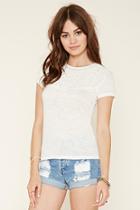 Forever21 Women's  Embroidered Slub Knit Top