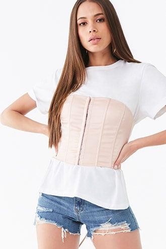 Forever21 Satin Lace-up Corset Top