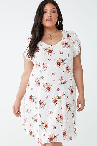Forever21 Plus Size Floral Lace-up Dress
