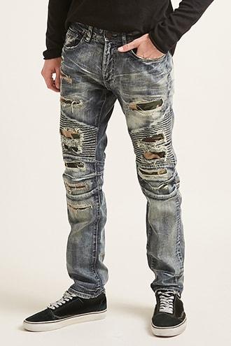 Forever21 Jordan Craig Distressed Moto Jeans